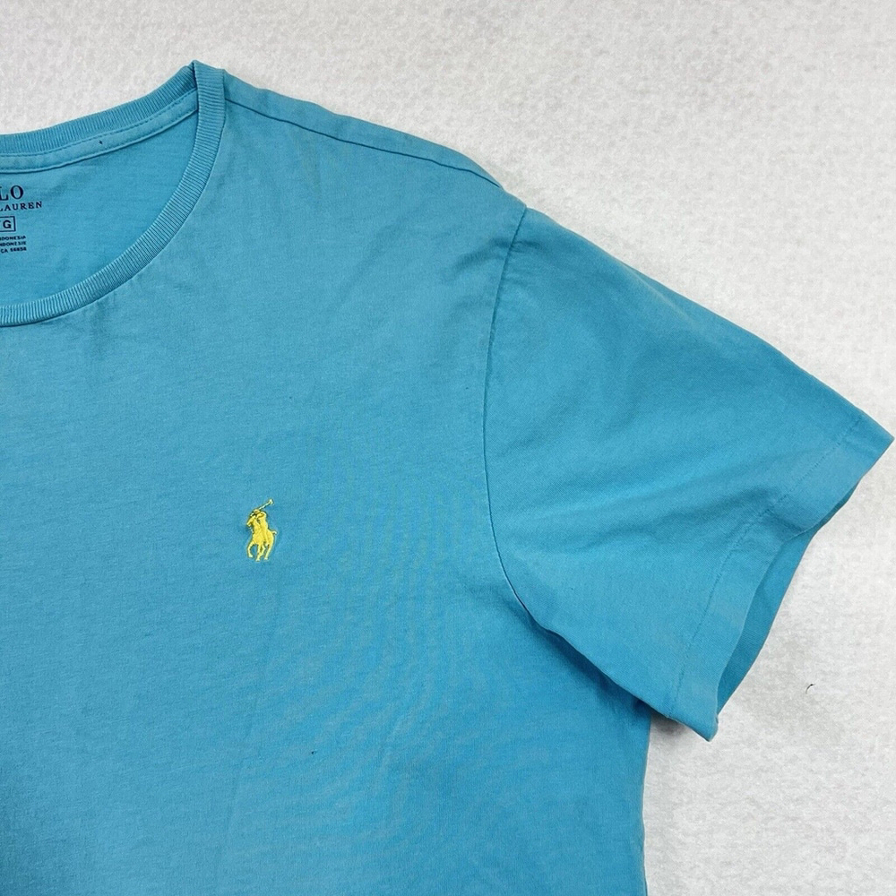 Polo Ralph Lauren Shirt Large Short Sleeve Men Blue Crew Neck Classic Fit Cotton